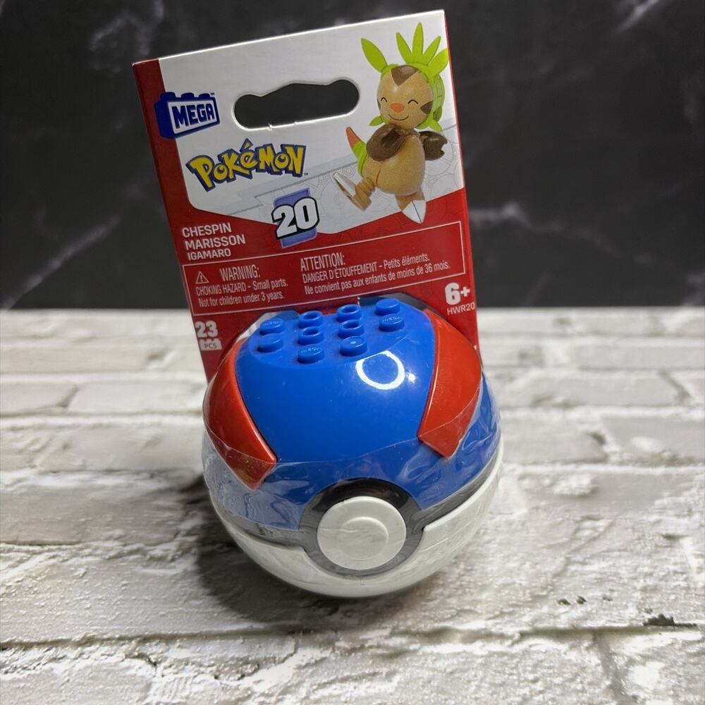 Pokemon Chespin Mega Bloks Pokeball Figure NIP Nintendo New Free Shipping